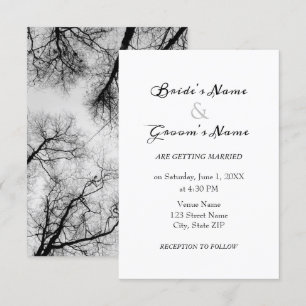 Monochromatic treetops wedding invitation