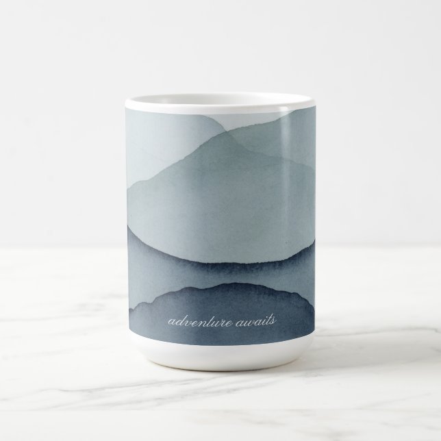 Monochromatic Watercolor Mountains Coffee Mug (Center)