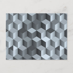 Monochrome 3D Cube Design Postcard