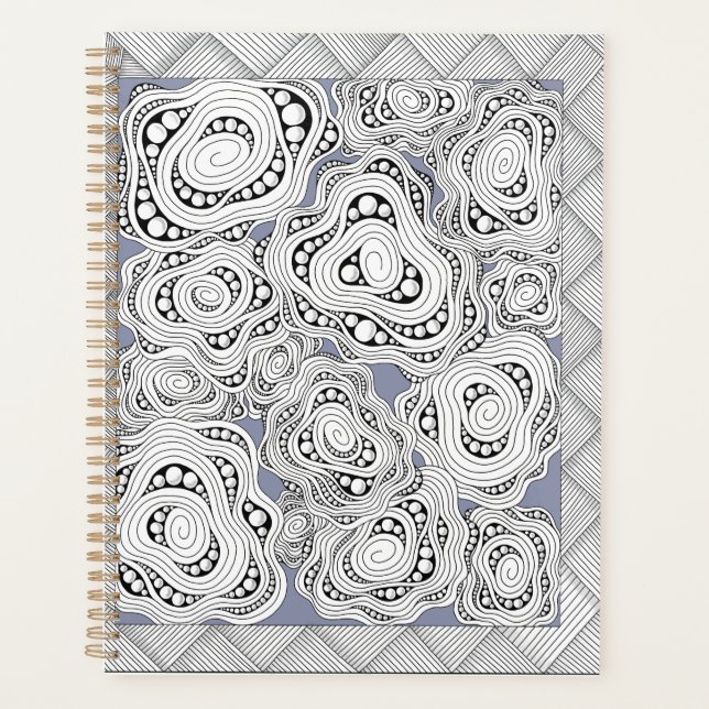 Monochrome Abstract Floral Notebook Planner (Front)