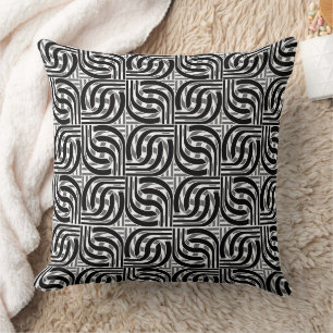 Monochrome Abstract Grey And Black Modern  Cushion