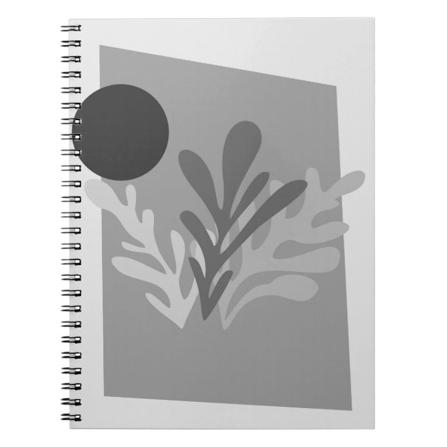 Monochrome Abstract Leaves Notebook (Front)