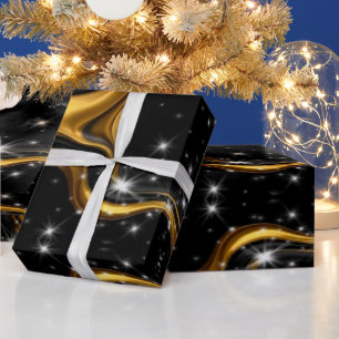 Monochrome Abstract Opulence: High-End Gold Textur Wrapping Paper