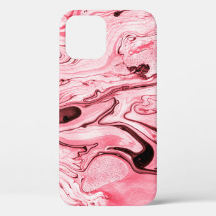 Monochrome Abstract Water Paintbrush,Red Futuristi iPhone 12 Case