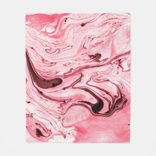 Monochrome Abstract Water Paintbrush,Red Futuristi Fleece Blanket