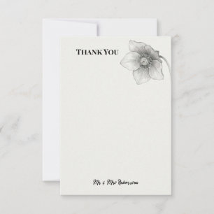 Monochrome Anemone Wedding Thank You Card