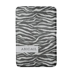 Monochrome Animal Print and Name Bath Mat