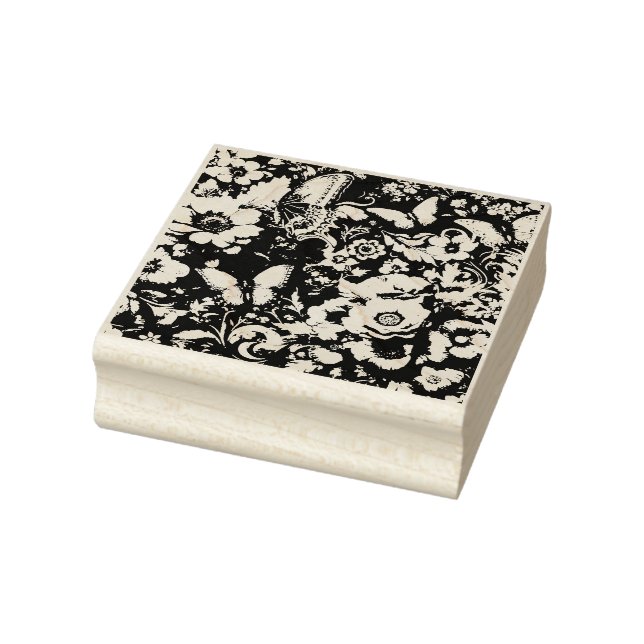  Monochrome Antique Floral with Butterflies  Rubber Stamp (Stamp)