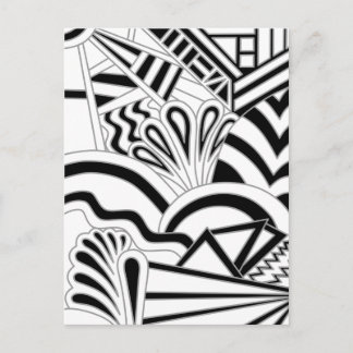 Monochrome Art Deco Design. Postcard