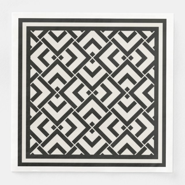Monochrome art deco  print napkin (Front)
