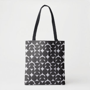 monochrome art shape geometry mid century pattern  tote bag