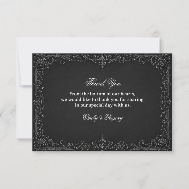 Monochrome Baroque Artwork Thank You Card (Front)