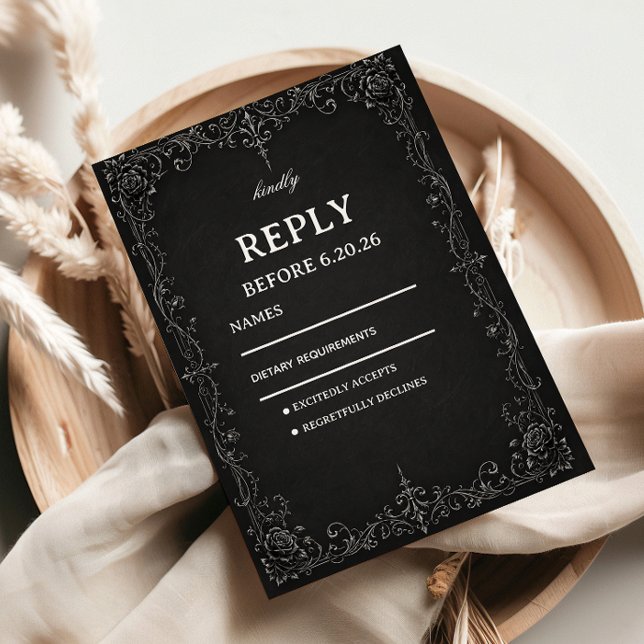 Monochrome Baroque Elegant RSVP Card (Creator Uploaded)