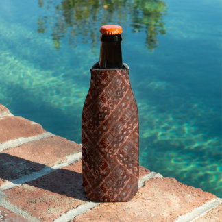 Monochrome beige brown ethnic pattern. bottle cooler