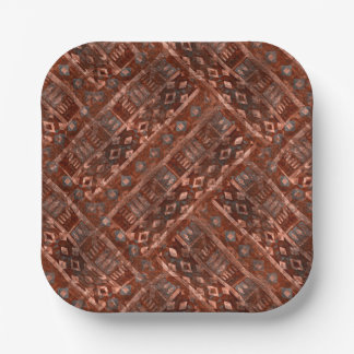 Monochrome beige brown ethnic pattern. paper plate