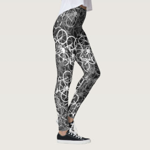 Monochrome Bicycles Pattern - Cyclist's Leggings