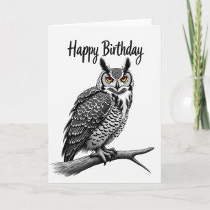 Monochrome Bird Birthday Card