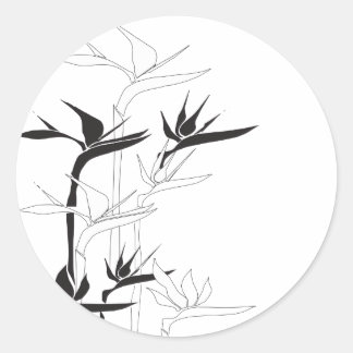 Monochrome Bird of Paradise Classic Round Sticker