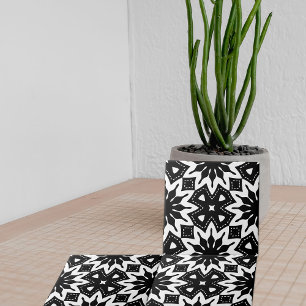 Monochrome Black and White Geometric Pattern Tile