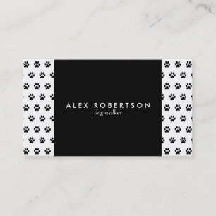 Monochrome black and white paw print business card