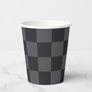 Monochrome Black Grey Croatian Checkers Paper Cups