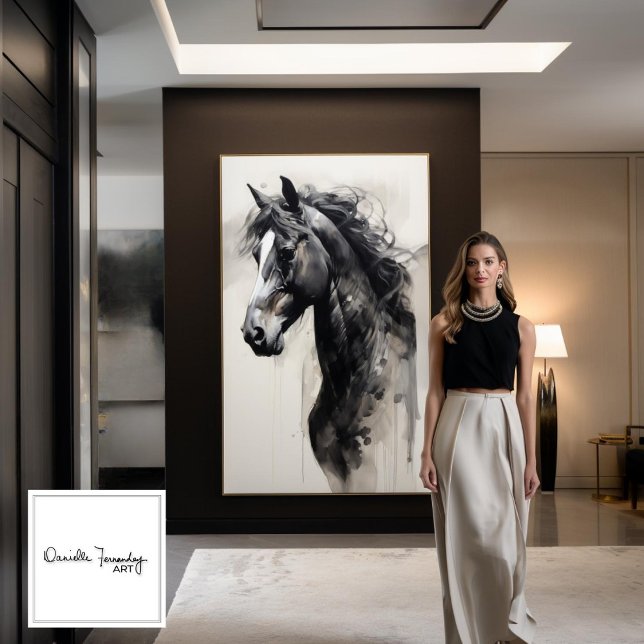 Monochrome Black Horse | Large Wall Art Painting (Creator Uploaded)