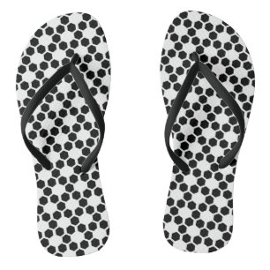 Monochrome Black & White Geometric Hexagon Pattern Jandals