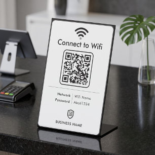 Monochrome Black White Modern Business Wifi Pedestal Sign