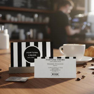 Monochrome Black & White Stripes Classic Marketing Business Card