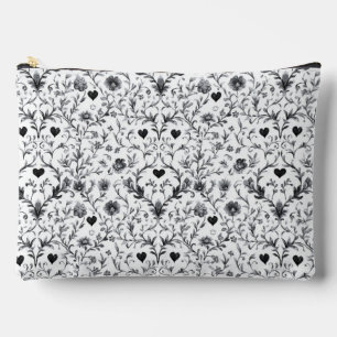 Monochrome Bloom Cosmetic Accessory Pouch