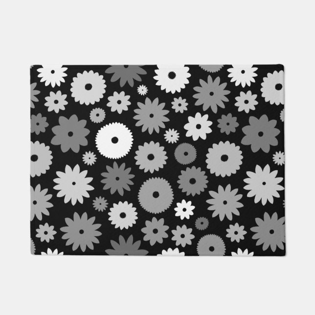 Monochrome Blooms Big Pattern Doormat (Front)