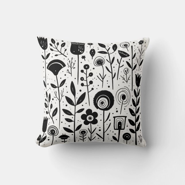 Monochrome Blooms Cushion (Front)