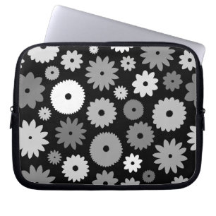 Monochrome Blooms Large Pattern Laptop Sleeve