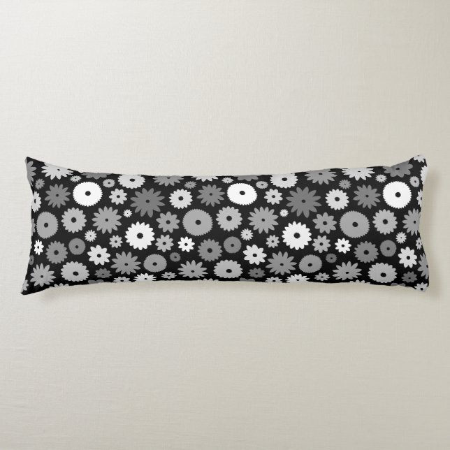 Monochrome Blooms Pattern Body Cushion (Front)