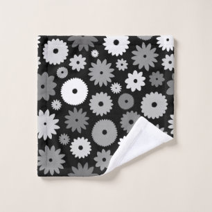 Monochrome Blooms Pattern Wash Cloth