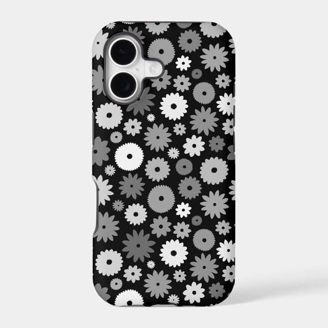 Monochrome Blooms Repeat Pattern Case-Mate iPhone (Back)