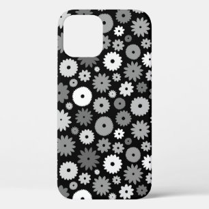 Monochrome Blooms Repeat Pattern iPhone 12 Case