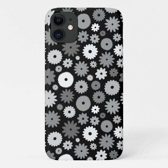 Monochrome Blooms Repeat Pattern Case-Mate iPhone Case (Back)