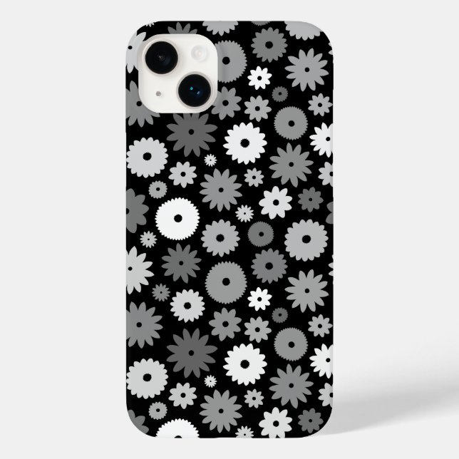 Monochrome Blooms Repeat Pattern Case-Mate iPhone Case (Back)
