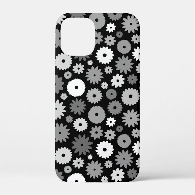 Monochrome Blooms Repeat Pattern Case-Mate iPhone Case (Back)
