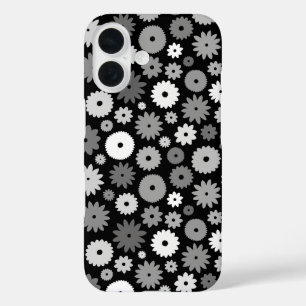 Monochrome Blooms Repeat Pattern iPhone 16 Case