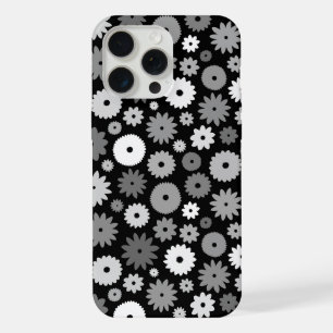 Monochrome Blooms Repeat Pattern iPhone 15 Pro Max Case