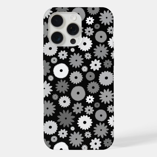 Monochrome Blooms Repeat Pattern iPhone Case (Back)