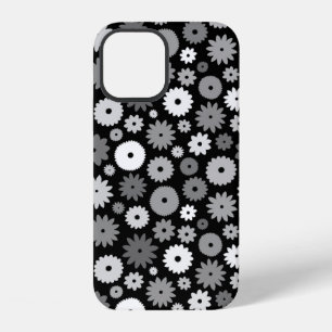 Monochrome Blooms Repeat Pattern iPhone 12 Case