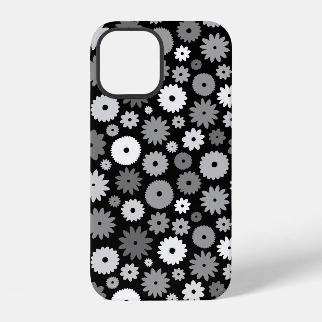 Monochrome Blooms Repeat Pattern iPhone Case (Back)