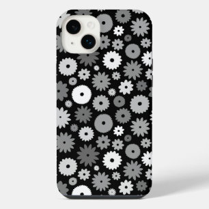 Monochrome Blooms Repeat Pattern iPhone 14 Plus Case