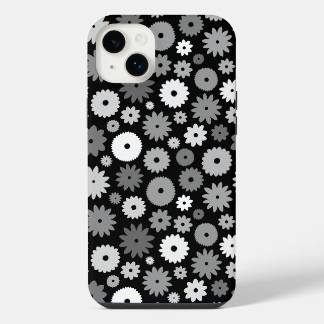 Monochrome Blooms Repeat Pattern iPhone Case (Back)