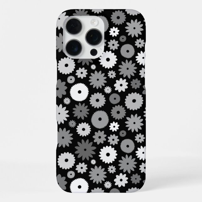 Monochrome Blooms Repeat Pattern iPhone Case (Back)