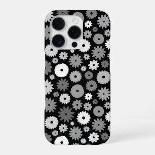 Monochrome Blooms Repeat Pattern iPhone 16 Pro Case