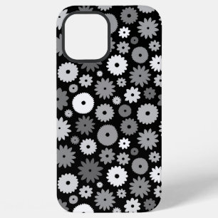 Monochrome Blooms Repeat Pattern iPhone 12 Pro Max Case